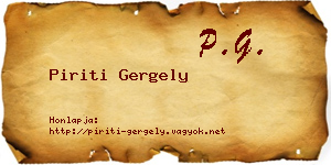 Piriti Gergely névjegykártya